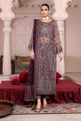 JJ EMBELLISH BY JANIQUE LUXURY EMBROIDERED UNDTITCHED SUIT D-004 Orchid Vine